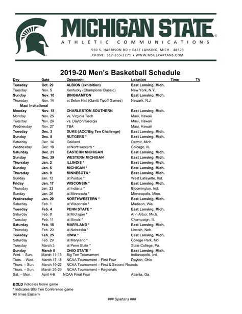 michigan state basketball schedule 2023 24